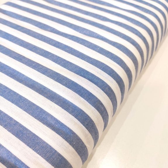 Algodón azul denim / blanco rayas