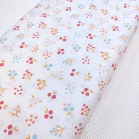 Popelin blanco mini flor agua