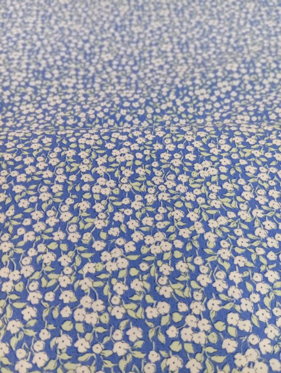 Algodón azul con flores - Imagen 2